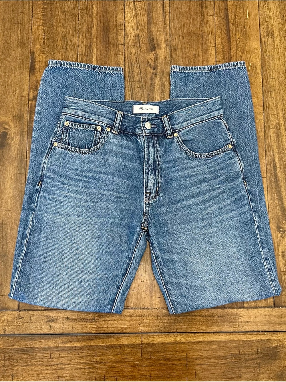 Madewell Size 24 The Dean Easy Straight Jean in Medium Indigo Wash